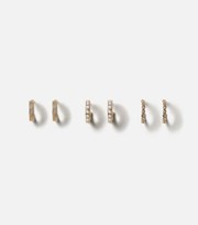 Freedom Jewellery Freedom 3 Pack Gold Faux Pearl Mixed Hoop Earrings